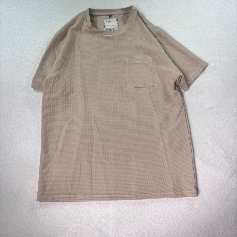 Denim & Flower Ricky Singh Waffle Knit Pocket T Shirt Beige Tan XL Short Sleeve